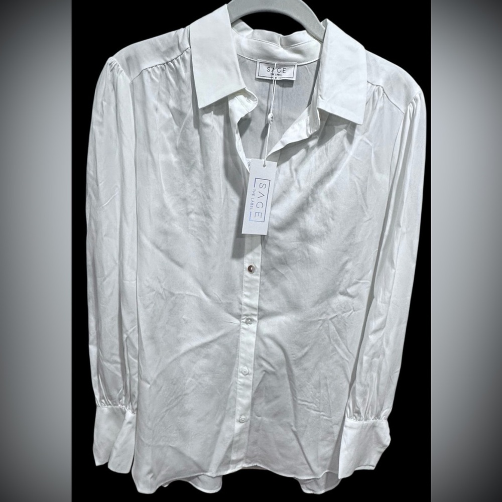 NWT Sage Classic White Button Down Shirt S